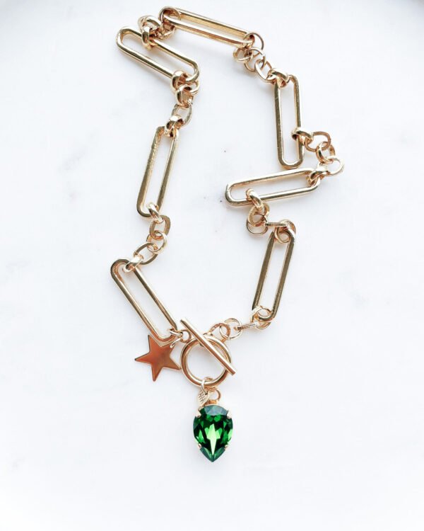 24k paauksuota grandinėlė su swarovski kristalu