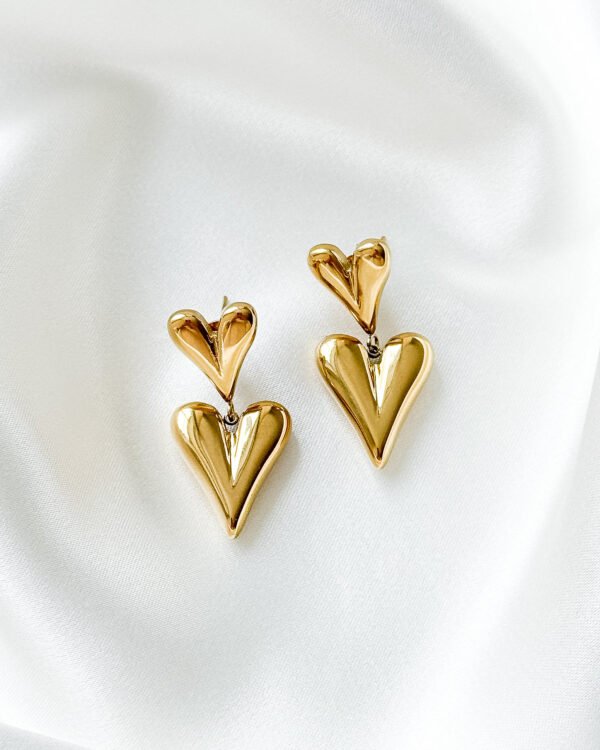 Dviejų širdelių auskarai moterim.