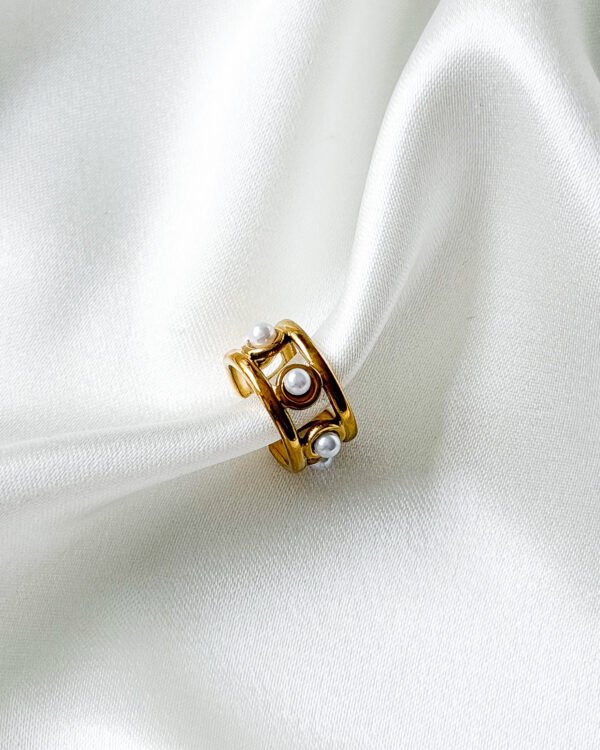 Aukso spalvos Ear Cuff auskaras su perlų masės perlais